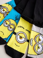 Black Novelty Minions Pattern Socks 4 Pack - Image 1 of 7