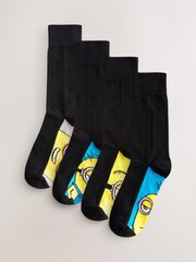 Black Novelty Minions Pattern Socks 4 Pack - Image 2 of 7
