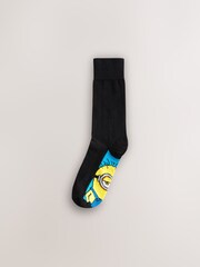Black Novelty Minions Pattern Socks 4 Pack - Image 5 of 7