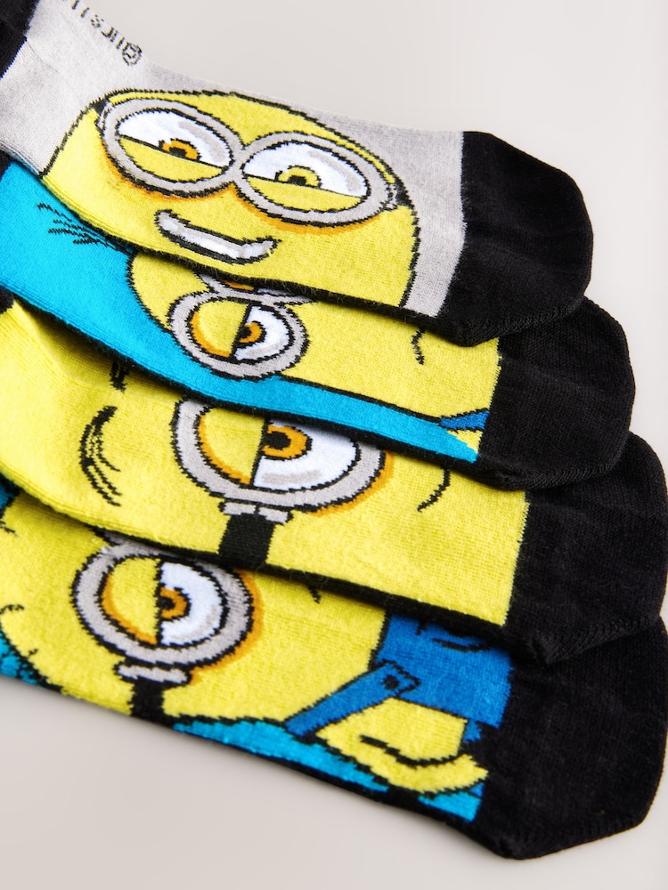 Black Novelty Minions Pattern Socks 4 Pack - Image 7 of 7
