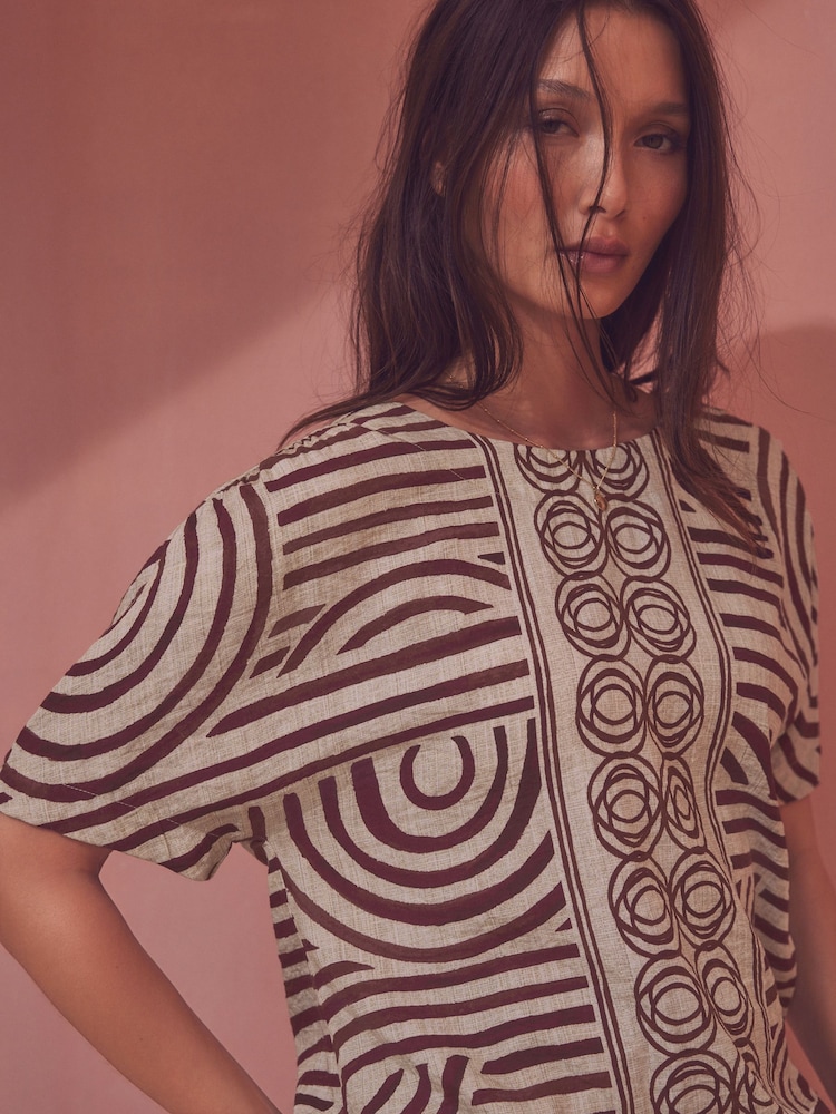 Brown Bubble Hem Boxy T-Shirt - Image 2 of 6