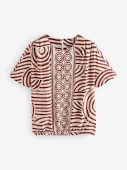 Brown Bubble Hem Boxy T-Shirt - Image 4 of 6