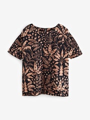 Black Palm Print Textured Boxy T-Shirt - Image 5 of 7