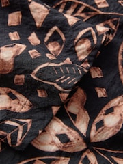 Black Palm Print Textured Boxy T-Shirt - Image 7 of 7