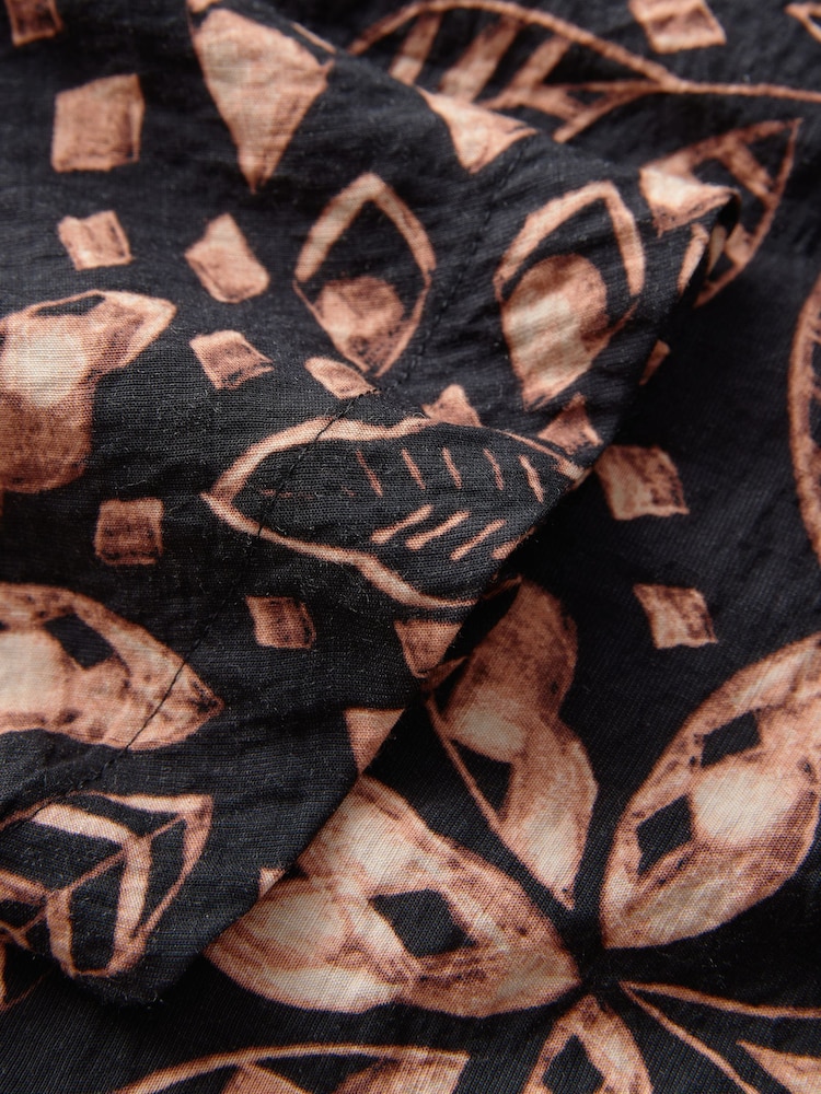 Black Palm Print Textured Boxy T-Shirt - Image 7 of 7