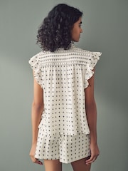Ecru White Embroidered Detail Ruffle Sleeve Blouse - Image 2 of 7