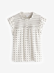 Ecru White Embroidered Detail Ruffle Sleeve Blouse - Image 5 of 7