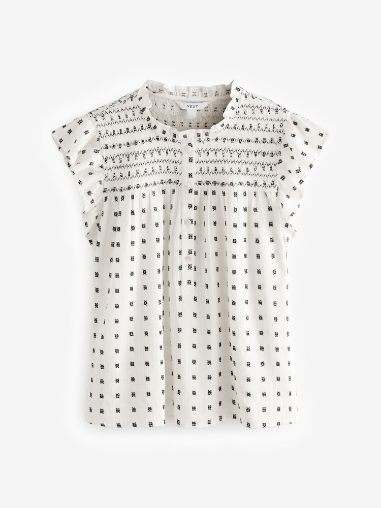 Blanc écru - Blouse à manches volantes avec détails brodés - Image 5 of 7