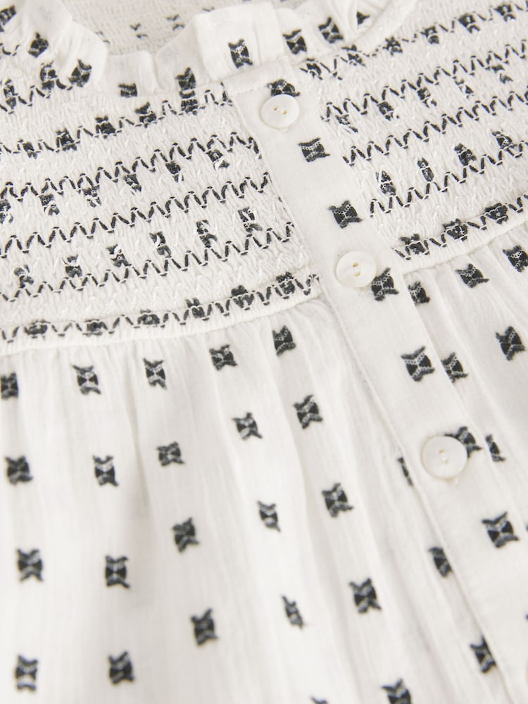 Blanc écru - Blouse à manches volantes avec détails brodés - Image 6 of 7