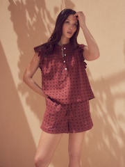 Rust Brown Embroidered Detail Ruffle Sleeve Blouse - Image 2 of 8