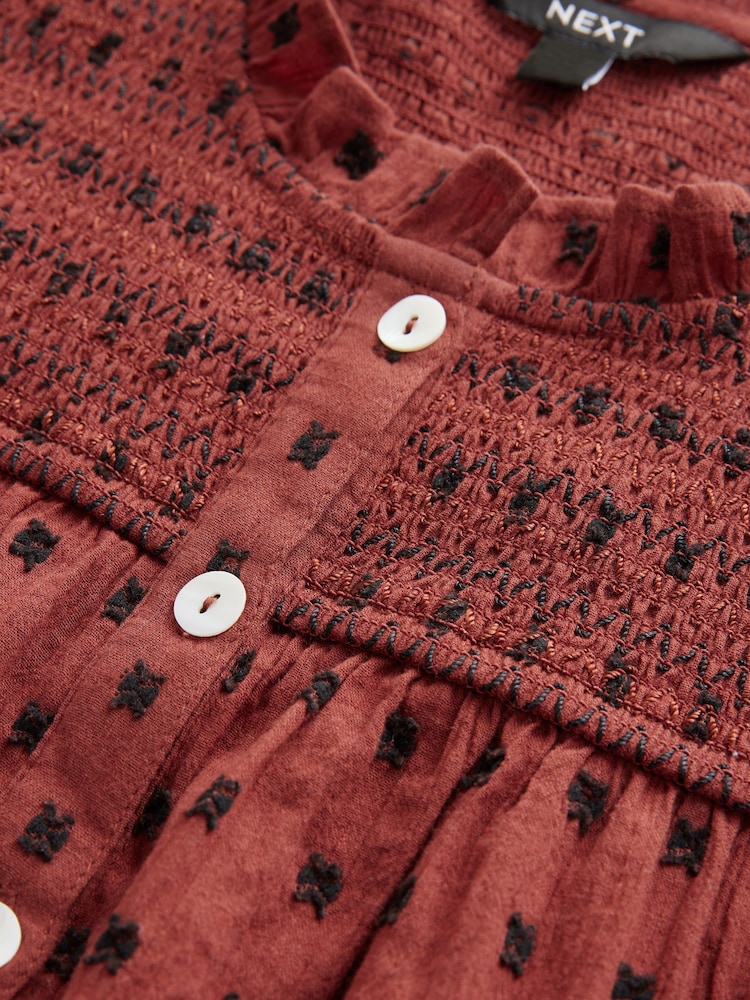 Roestbruin - Embroidered Detail Ruffle Sleeve Blouse - Image 7 of 8