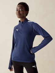 Puma Blue Womens Teamliga Quarter-Zip Football Top - Image 1 of 3