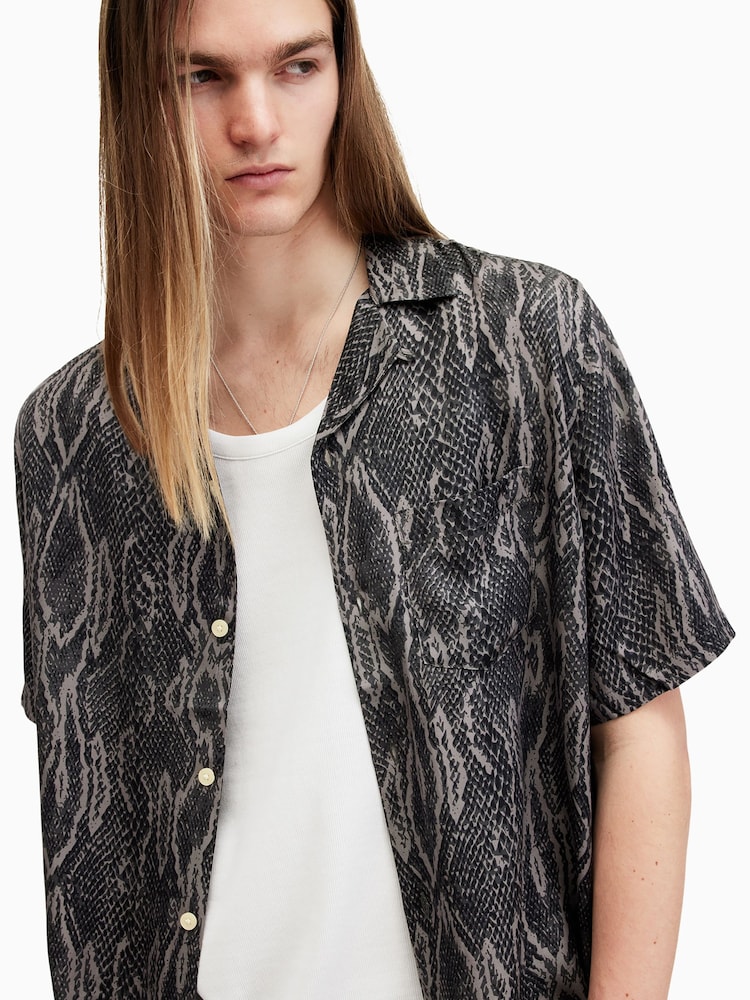 AllSaints Black Boomslang Shirt - Image 2 of 7 AllSaints Black Boomslang Shirt - Image 2 of 7