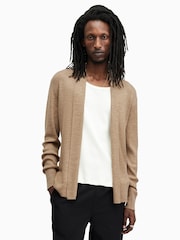 AllSaints Brown Mode Merino Open Cardigan - Image 1 of 5