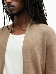 AllSaints Brown Mode Merino Open Cardigan - Image 2 of 5