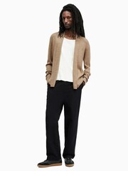 AllSaints Brown Mode Merino Open Cardigan - Image 3 of 5