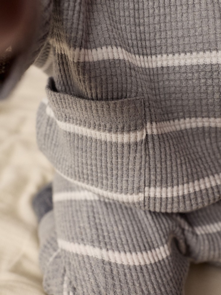 Grey/White Stripe Baby 100% Cotton Top And Leggings Set - Image 5 of 5