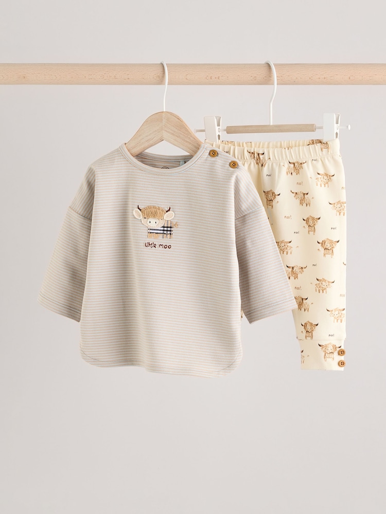 Blue/Neutral Hamish Baby Top And Leggings Set - Image 1 of 1