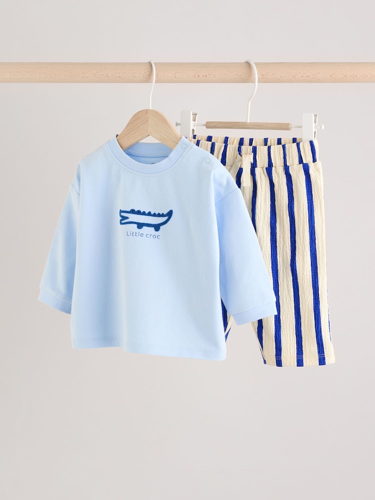 Blue Crocodile Baby Top and Trousers 2 Piece Set - Image 1 of 10