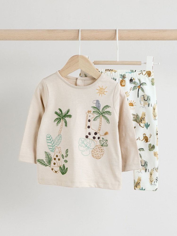 Neutral Safari Baby Top And Leggings Set - Image 1 of 1