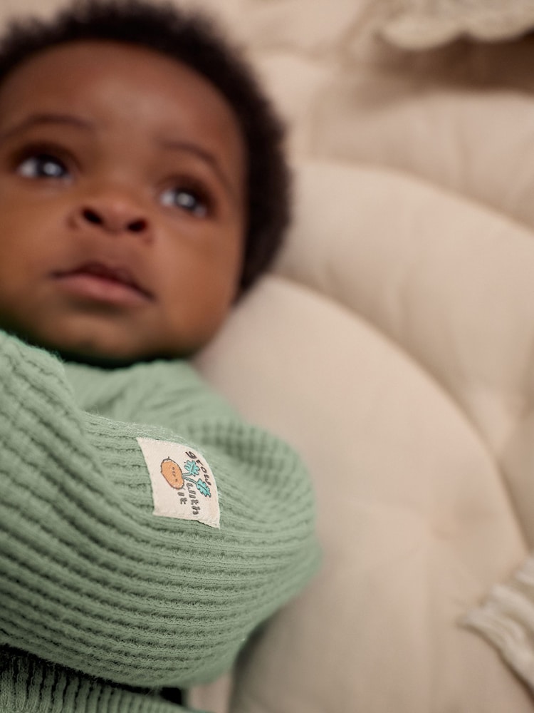 Sage Green Baby 100% Cotton Top And Leggings Set - Image 3 of 9