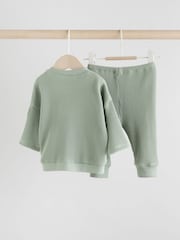 Verde salvia - Conjunto de top y leggings de algodón 100 % para bebé - Imagen 5 de 9