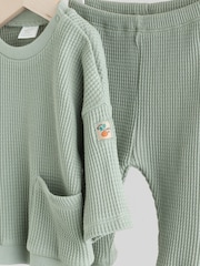 Verde salvia - Conjunto de top y leggings de algodón 100 % para bebé - Imagen 8 de 9