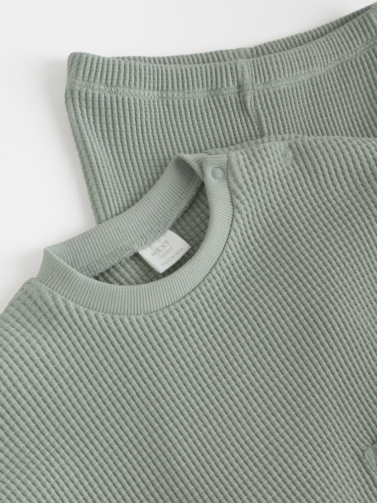 Verde salvia - Conjunto de top y leggings de algodón 100 % para bebé - Imagen 9 de 9