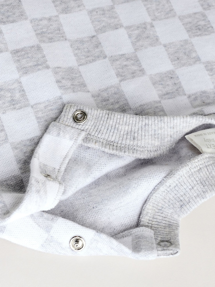 Grey Checkerboard Baby 100% Cotton Top And Leggings Set - Image 10 of 14