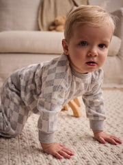 Grey Checkerboard Baby 100% Cotton Top And Leggings Set - Image 2 of 14