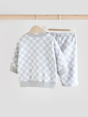 Grey Checkerboard Baby 100% Cotton Top And Leggings Set - Image 5 of 14