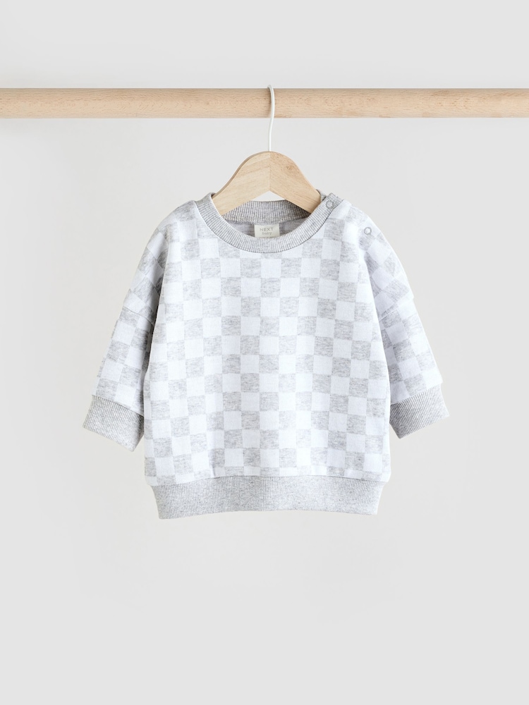 Grey Checkerboard Baby 100% Cotton Top And Leggings Set - Image 6 of 14