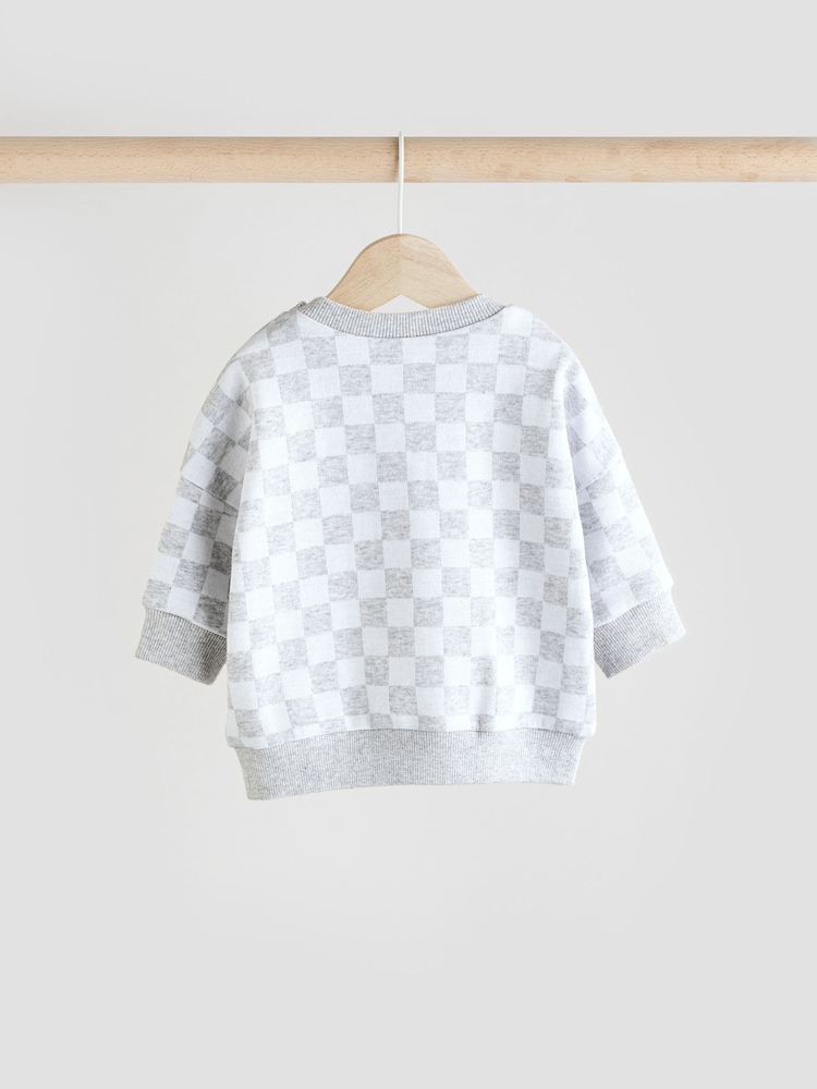 Grey Checkerboard Baby 100% Cotton Top And Leggings Set - Image 7 of 14