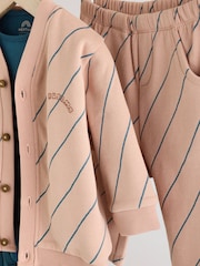 Neutral Stripe Jersey Cardigan and Joggers Baby 3 Piece Set - Image 11 of 16