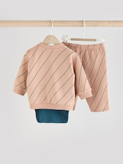 Neutral Stripe Jersey Cardigan and Joggers Baby 3 Piece Set - Image 5 of 16