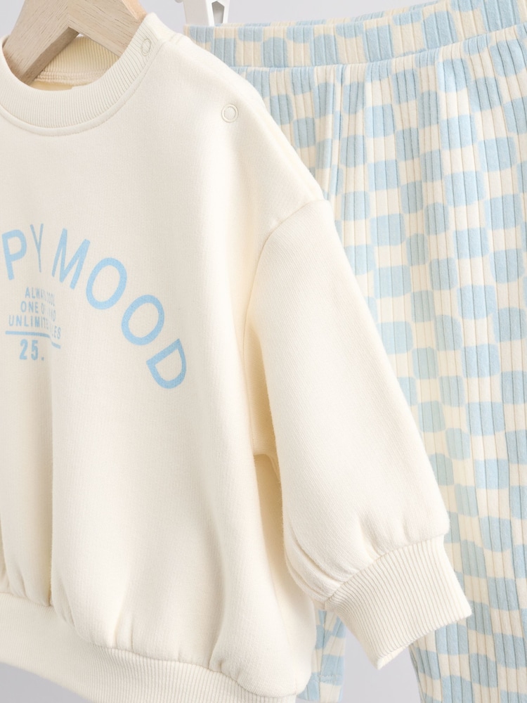 Blue Checkerboard Baby Sweatshirt And Leggings Set 2 Piece - Image 7 of 12