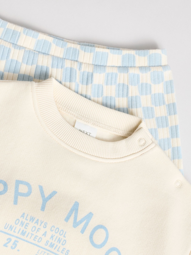 Blue Checkerboard Baby Sweatshirt And Leggings Set 2 Piece - Image 8 of 12