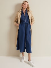 Phase Eight Blue Luiza Linen Blend Denim Midi Dress - Image 6 of 7