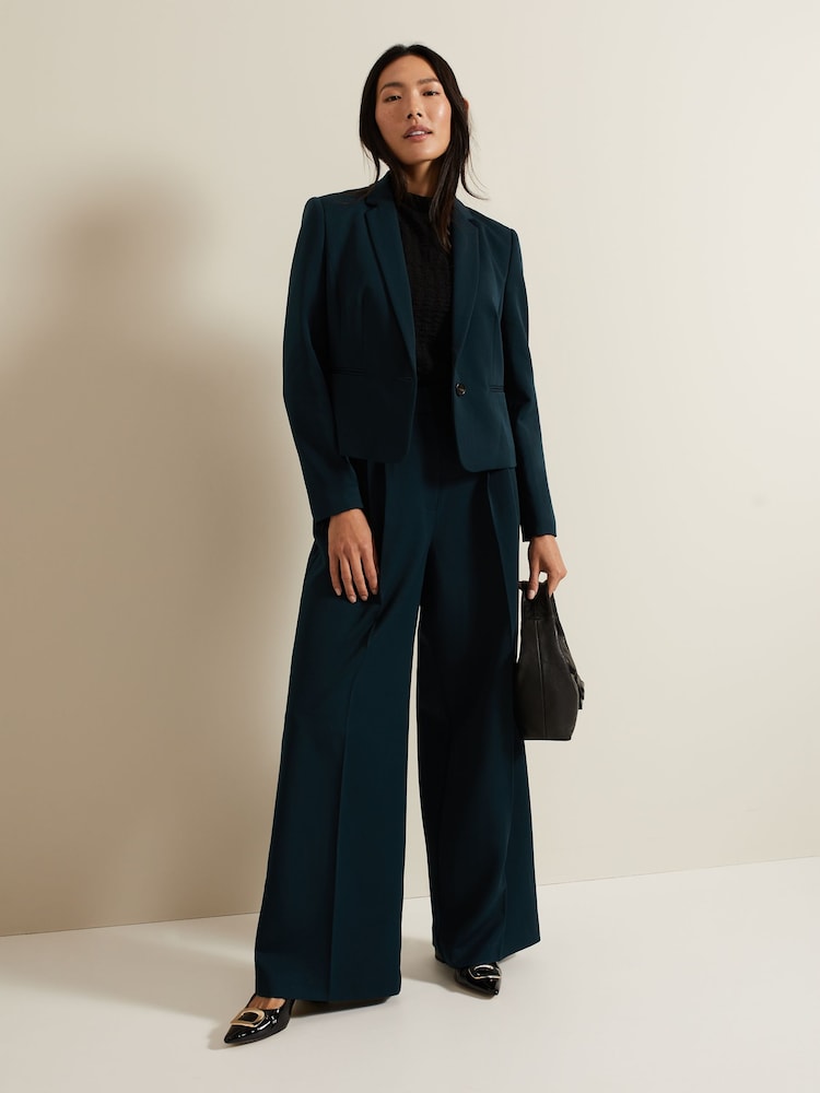 Phase Eight Green Arabella Pleat Wide Leg Trousers - Image 1 of 7