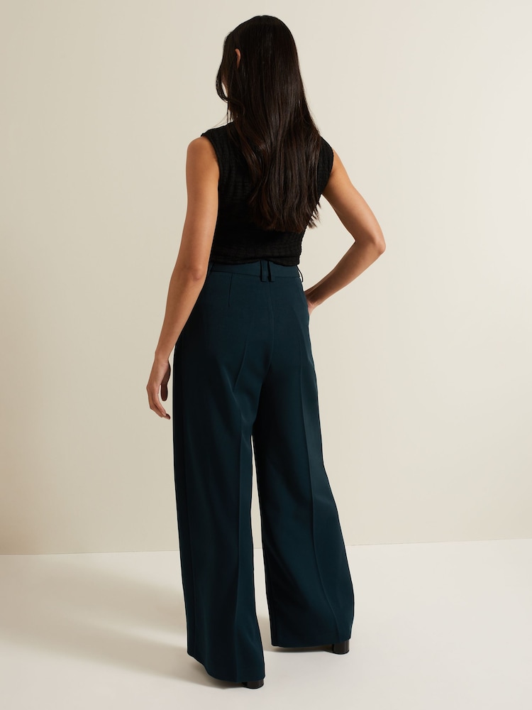 Phase Eight Green Arabella Pleat Wide Leg Trousers - Image 2 of 7