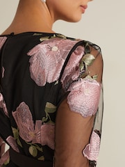 Phase Eight Black Genny Floral Print Embroidered Maxi Dress - Image 6 of 8