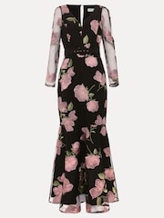 Phase Eight Black Genny Floral Print Embroidered Maxi Dress - Image 8 of 8