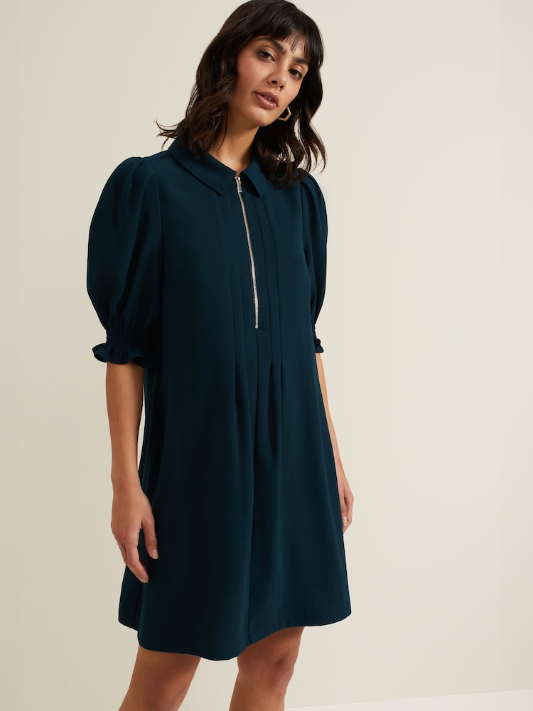 Phase Eight Blue Zip Candice Mini Dress - Image 1 of 6 Phase Eight Blue Zip Candice Mini Dress - Image 1 of 6
