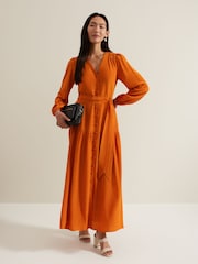Phase Eight Brown Tori Button Through Maxi Dress - Image 1 of 7