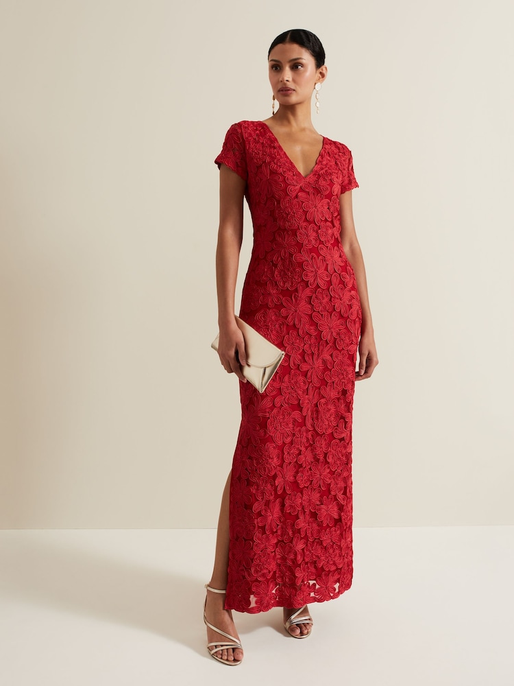 Phase Eight Red Janice Tapework Maxi Dress - Image 1 of 7
