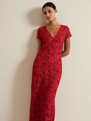 Phase Eight Red Janice Tapework Maxi Dress - Image 3 of 7