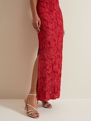 Phase Eight Red Janice Tapework Maxi Dress - Image 6 of 7