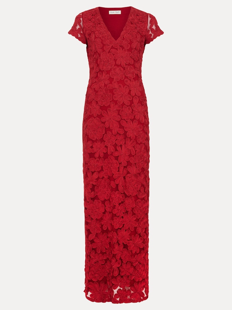Phase Eight Red Janice Tapework Maxi Dress - Image 7 of 7