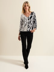 Phase Eight Black Ava Floral Print Colourblock Jumper - Image 3 of 6