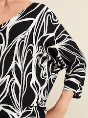 Phase Eight Black Ava Floral Print Colourblock Jumper - Image 5 of 6